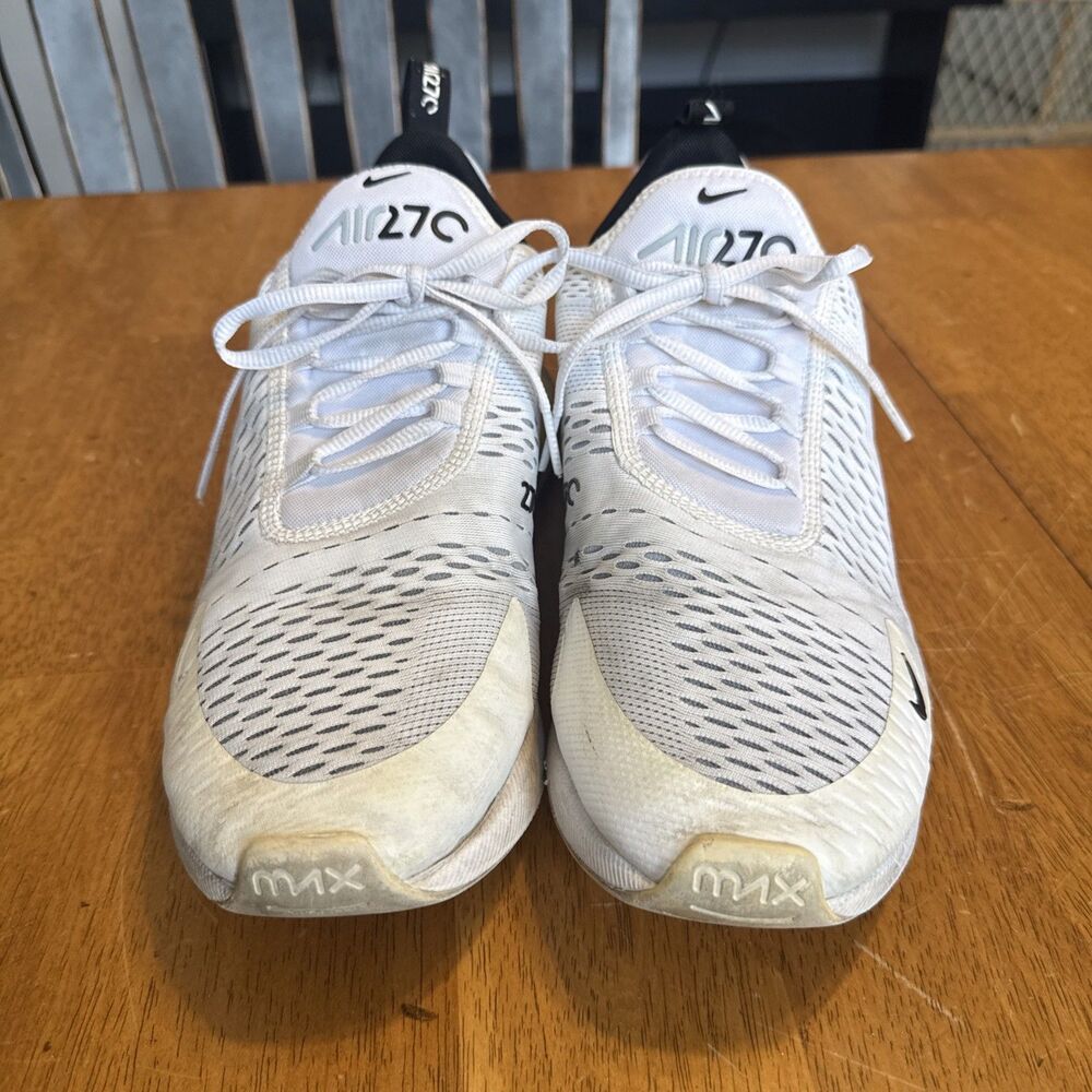 Nike Air Max 270 White Solid Logo Lace-Up Low Top Men's Sneakers AH6789-100